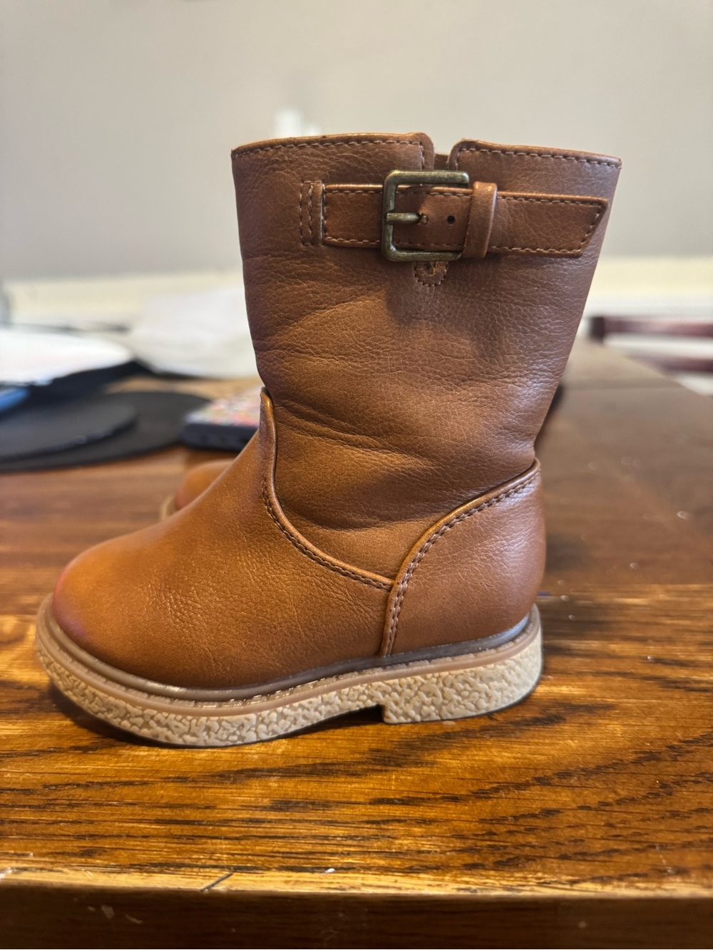 Cat & Jack Brown Buckle Kids Mid-Calf Boots